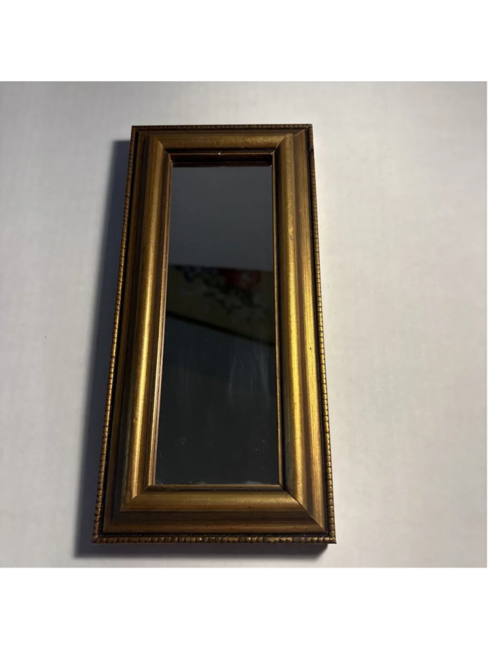 Ornate Gold Wood Wall/shelf Mirror Small Rectangle Gilt Stepped Frame 1211